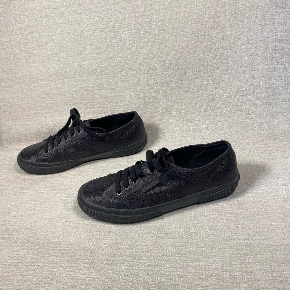 Superga Women’s Black Glitter Sneakers Black Sole NWOT - Picture 9 of 9